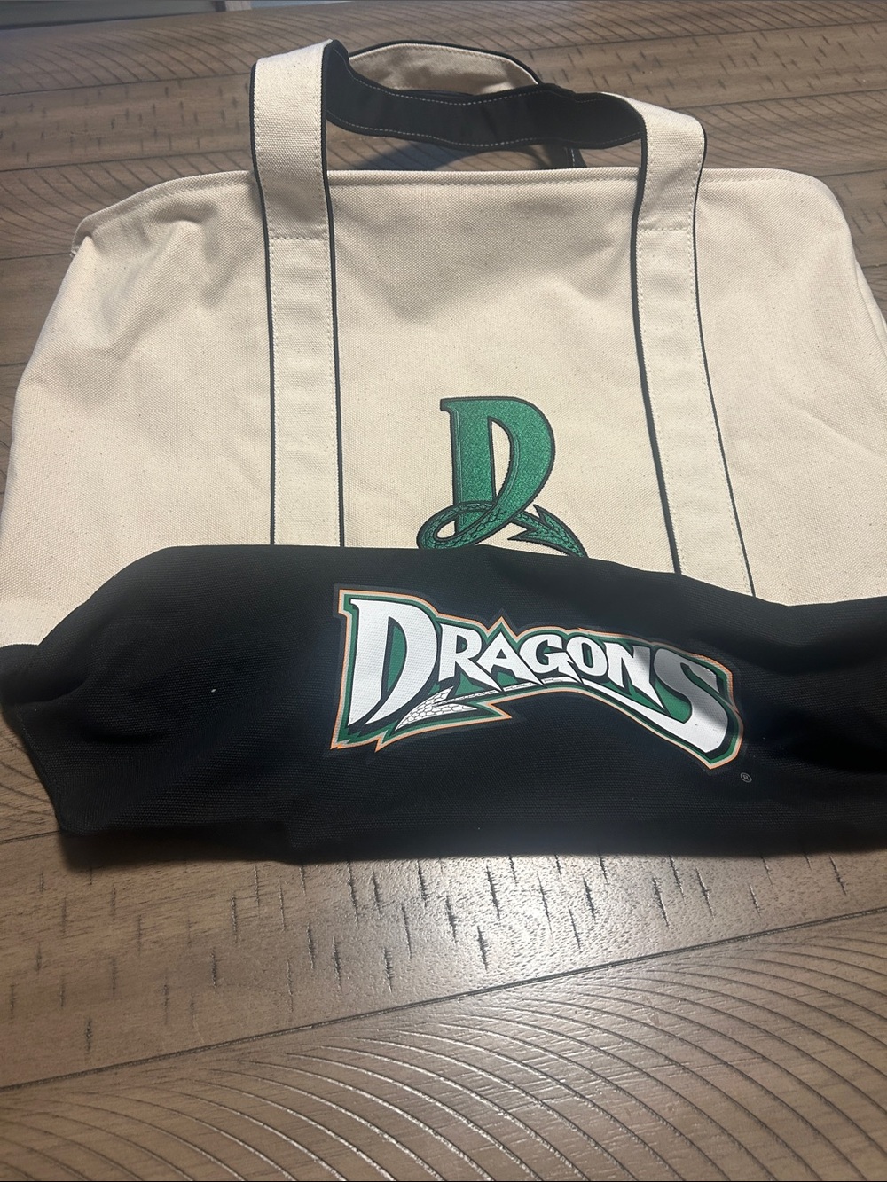 Dragons Canvas Tote Bag with Black Accent - Cream & Black